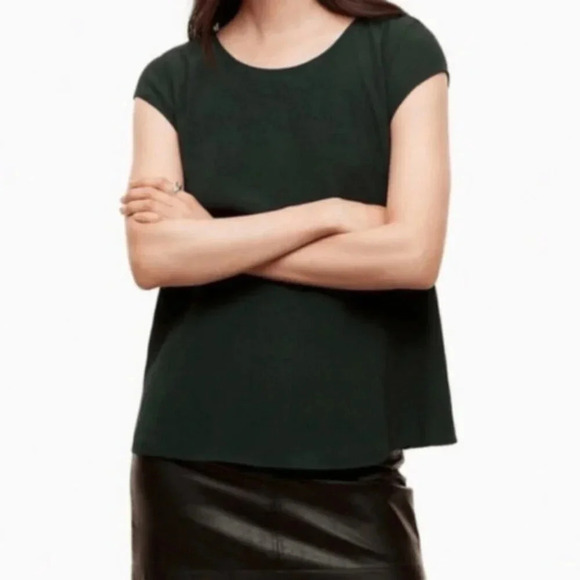 Aritzia Womens Small Wilfred Free Dark Green Juliger Blouse - Picture 1 of 8